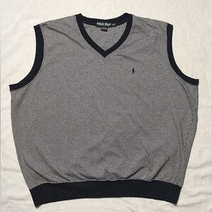 POLO GOLF Ralph Lauren Knit Houndstooth Cotton Blend Blue Pony Active Vest XXL